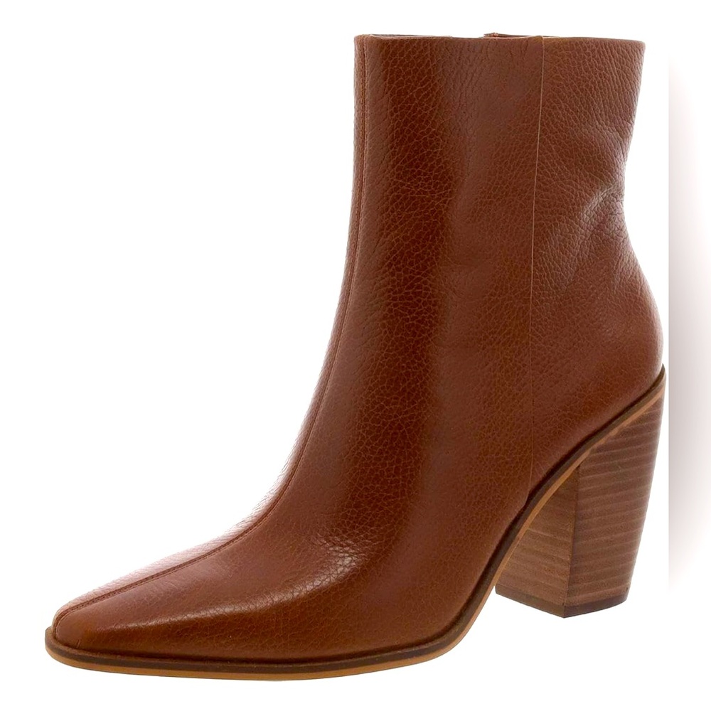 Vince Camuto Allie Ankle Boot Bootie 12M Golden Walnut Brown Leather WITH BOX